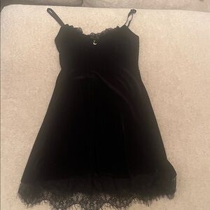 Elegant Black Lace Trim Slip Dress